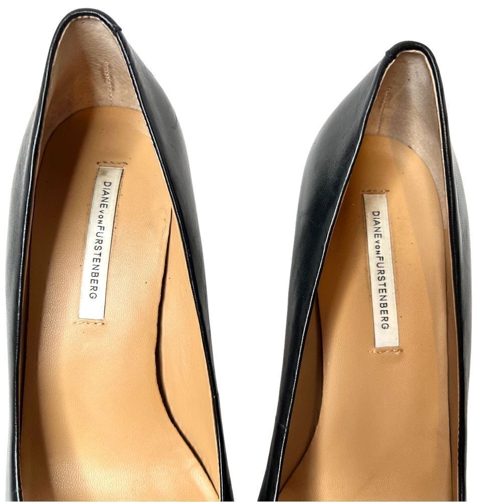 DIANE VON FURSTENBURG Olee Black Leather Pumps in Black Size 9.5 - Picture 9 of 10